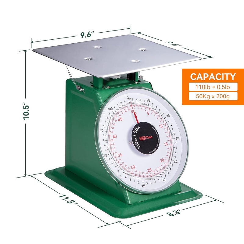 ta da 110-LBS Heavy Duty Portion-Control Mechanical Kitchen and Food Scale Industrial Dial Scale with Stainless Steel Platform - Image 4